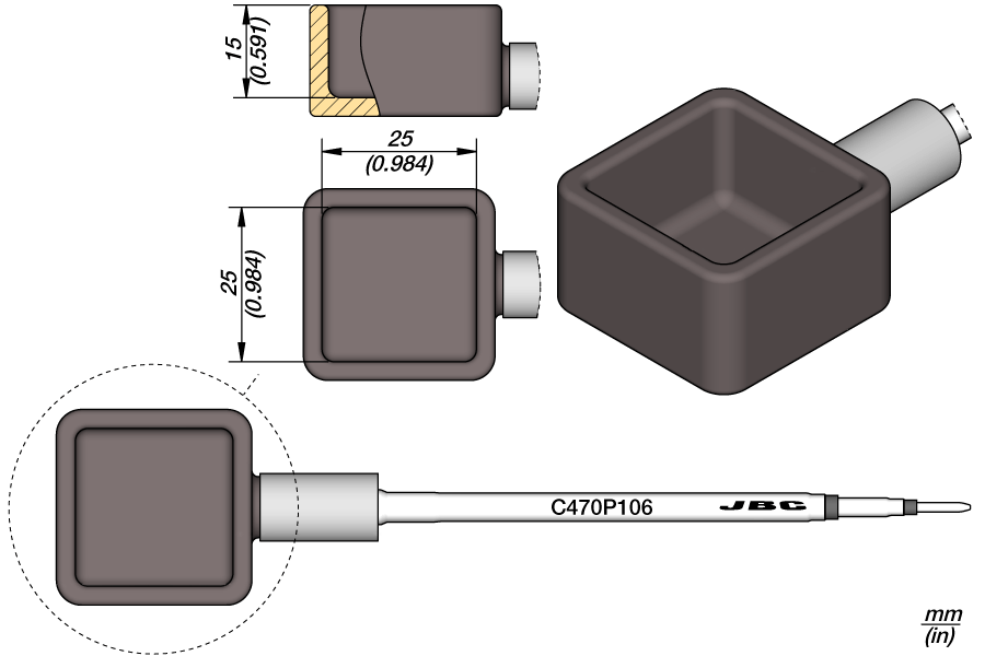 C470P106 - Solder Pot Cartridge 25 x 25 x 15